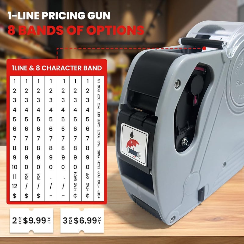 SusuBee 2 Pack Price Gun - 1 Line Label Pricing Gun with 10,000pcs White Labels Handheld Date Code Prices Labels Maker with Pre-Loaded Inks & Label Remover for Retails, Yard Sales, Groceries, Supermarket - Image 3